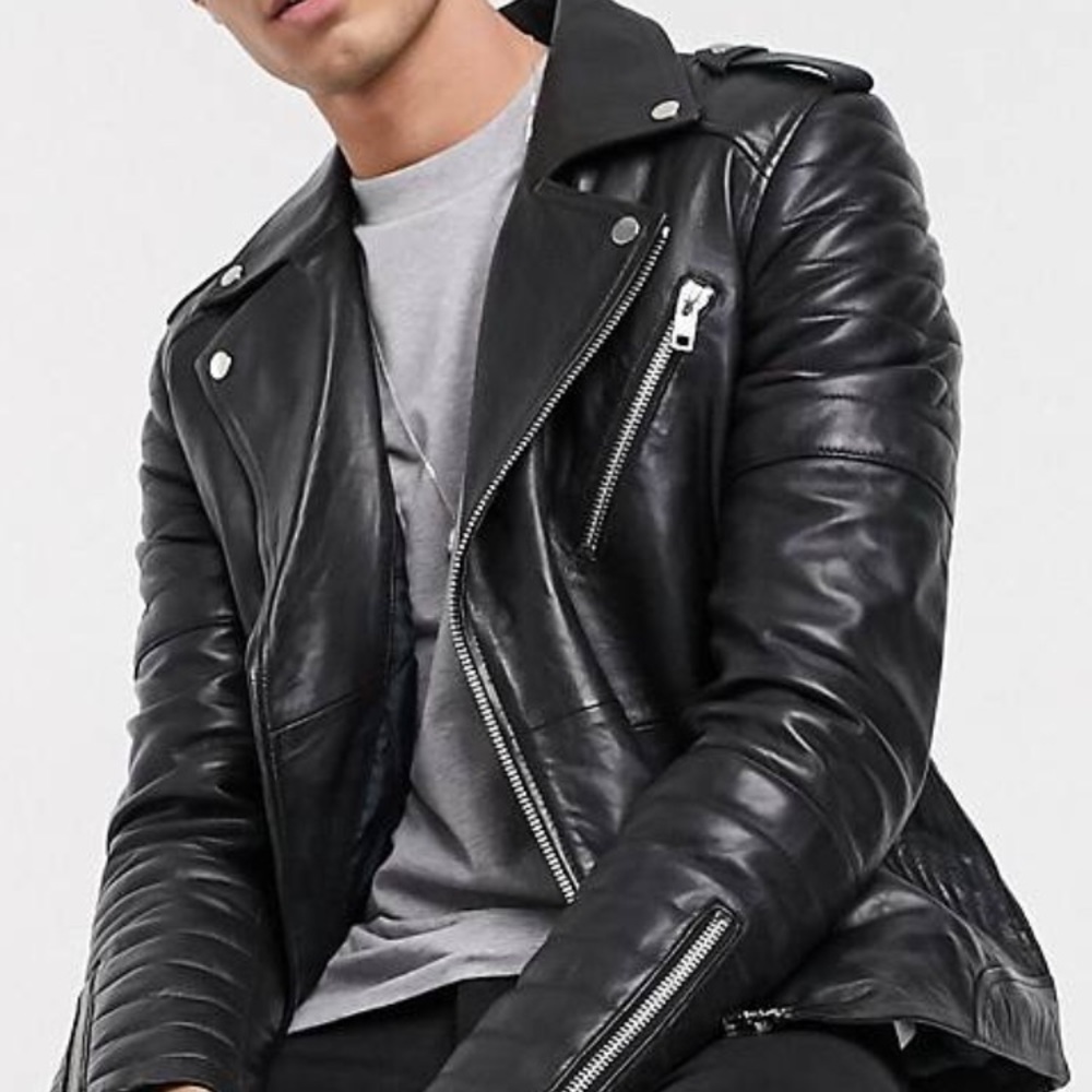 Real Leather biker jacket Barneys Originals S